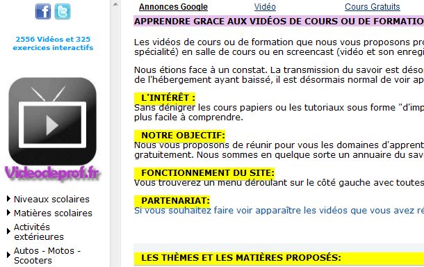 Videodeprof.fr – L'enseignement scolaire en vidéo